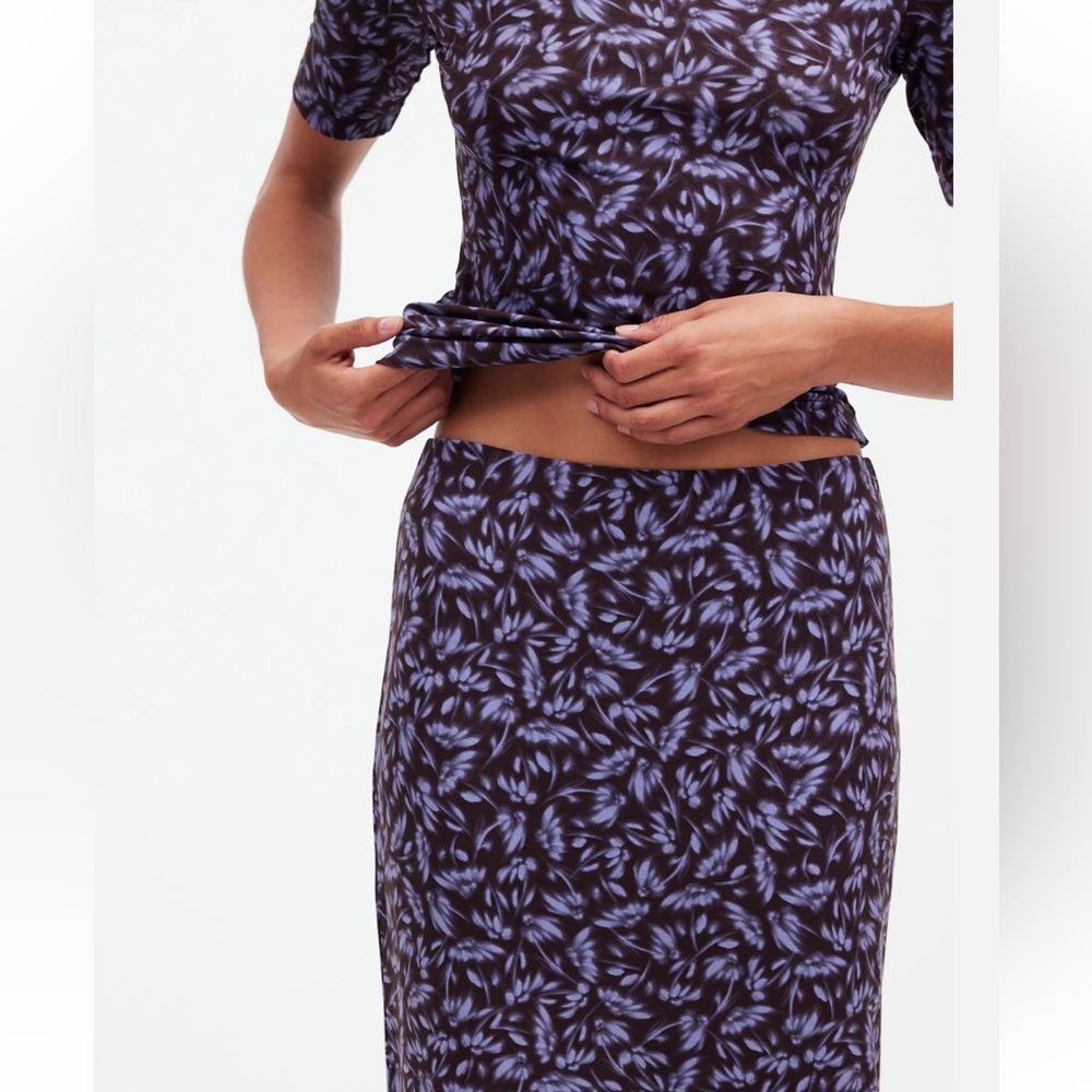Madewell Drapey Mockneck Top Floral Drapey Pull-on Midi Skirt Set Size Large - Picture 2 of 13